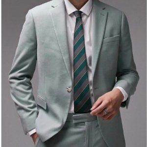 Topman skinny wedding suit jacket in sage Green Size 34